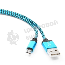 Кабель Gembird USB 2.0 Cablexpert AM/microBM 5P, 1м, нейлоновая оплетка, алюминиевые разъемы, синий, пакет
