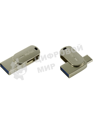 Флешка USB Netac U785 (NT03U785C-032G-30PN), 32Gb, USB 3.0/TypeC, R/W 110/45, серебристый