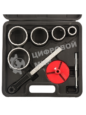 Набор коронок Matrix по керамич. плитке, 33-53-67-73-83 мм + напил., в пласт.боксе, 6-гран.хвост.