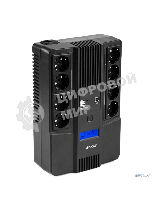 Источник бесперебойного питания Бастион SKAT-UPS 800-AID-IN-1x9-8 ИБП 220В 480Вт, LCD, АКБ 1x 9А·ч, line interactive, мод.синус, 8хSchuko,2xUS (8933)