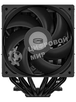 Кулер для процессора PCCooler RT620 Digital BK (250W, 4-pin PWM, LED temp., 157mm, 6x6mm, 2x120мм, 73.32CFM, 34.9dBA, 2200RPM, S: 1851/1700/1200/115X, AM5/AM4, черный)