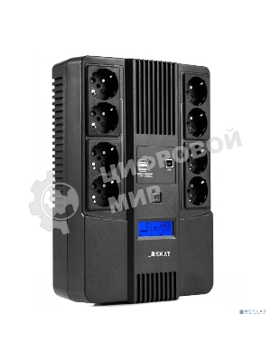 Источник бесперебойного питания Бастион SKAT-UPS 800-AID-IN-1x9-8 ИБП 220В 480Вт, LCD, АКБ 1x 9А·ч, line interactive, мод.синус, 8хSchuko,2xUS (8933)