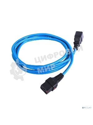 Шнур питания с фиксатором REM IEC 60320 C19/IEC 60320 C20, 16 А/250 В (3 x 1,5), 3 м, синий R-16-Cord-C19-C20-3-Blue