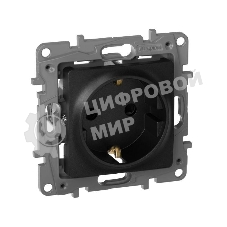 Механизм розетки 1-м СП Etika 2К+З 16А защ. шторки с заземл. винт. зажимы антрацит Legrand 672622