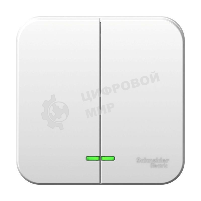 Выключатель 2-кл. ОП Blanca (сх.5) 10А 250 В изол. пласт. с подсветкой белый SchE BLNVA105111