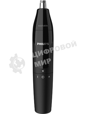 Триммер для носа Philips NT1620/15 роторный режущий элемент, водонепроницаемый корпус - пластик, цвет - черный, в комплекте батарейка АА