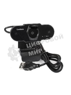 Веб-камера ExeGate BlackView C615 1920x1080, 30 кадр/с, USB Type-A, микрофон (шумоподавление), шторка приватности, универсальное крепление, штатив в комплекте