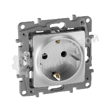 Розетка 672422 Legrand Розетка 2К+З со шторками - немецкий стандарт - винтовые зажимы - 16 А - 250 В - Etika - алюминий