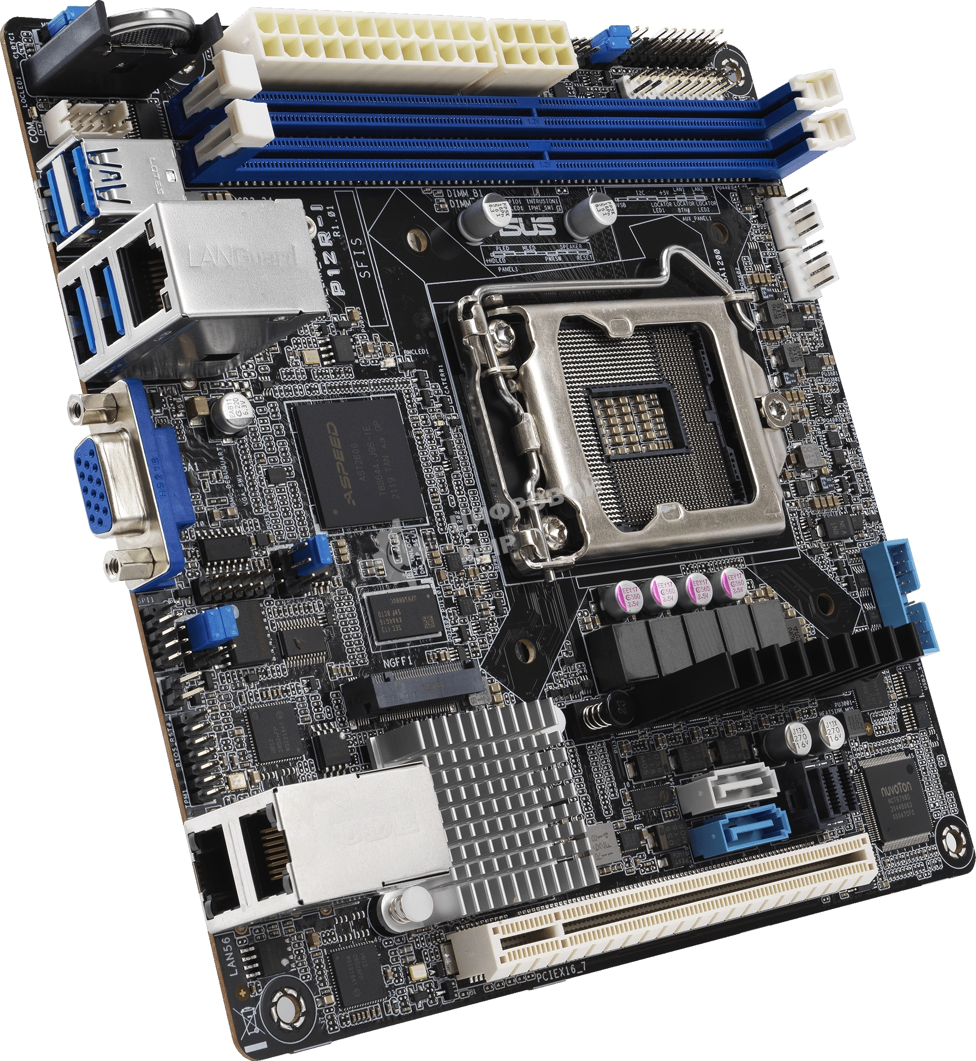 Материнская плата серверная ASUS P12R-I, LGA 1200, Intel C252, 2xDDR4, 6xSATA, 1xM.2, 1xPCI-E 4.0 x16, 2x1Gb LAN, 4xUSB-A 3.2 Gen 1, 1xVGA, COM-порт, Mini-ITX