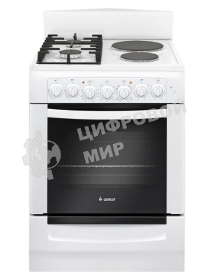 Плита комбинированная Gefest ПГЭ 6112-02 0112 белый, конфорок 2 газовых и 2 электрических, духовка 55 л, 60 см x 85 см x 60 см