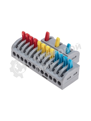 Клемма Rexant СМК 3х4 проходная разветвительная 3 полюса, с монтажной площадкой (1 ввод, 4 вывода на полюс) (10 шт/уп)