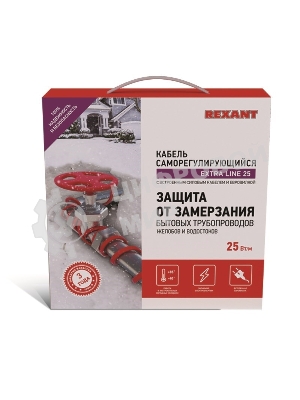 Греющий саморегулирующийся кабель Rexant на трубу Extra Line 25MSR-PB 15M (15м/375Вт)