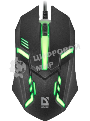 Мышь проводная Defender Cyber MB-560L черный, 1200 dpi, USB, кнопки - 3