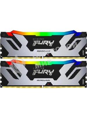 Оперативная память Kingston Fury Renegade, DDR5, 96Gb (2x48Gb), 6400MHz, CL32, DIMM, с радиатором, RGb, серебристый
