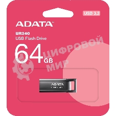 Флешка USB ADATA UR340 (AROY-UR340-64GbK), 64Gb, USB 3.2, R/W 100/30, черный