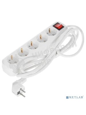 Сетевой фильтр 5bites SP5W-330 5S, 3x1.5мм2, 16A, ABS, 3M, белый