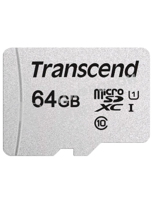 Флеш карта Micro SecureDigital 64Gb Transcend Class 10 TS64GUSD300S-A MicroSDXC Class 10 UHS-I, SD adapter