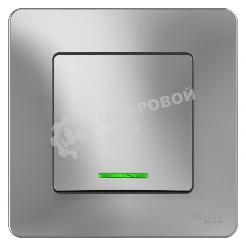 Выключатель 1-кл. СП Blanca (сх.1) 10А 250 В с подсветкой алюм. SchE BLNVS010113