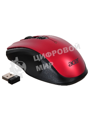 Мышь беспроводная Acer OMR032 черный/красный, 1600 dpi, радиоканал, USB, кнопки - 4
