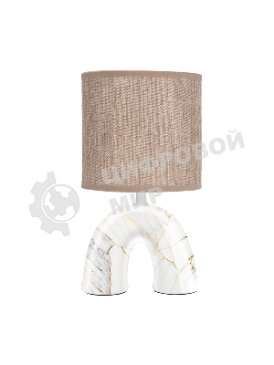 Светильник декоративный настольный Rexant Форте, основание дуга под золотой мрамор, бежевый абажур, цоколь Е27, 60Вт