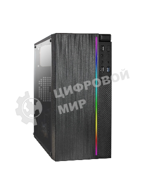 Компьютерный корпус Minitower ExeGate EX283754RUS mEVO-9301-RGb (mATX, без БП, с окном, 2хUSB+1хUSB 3.0, HD аудио, черный с RGb подсветкой)