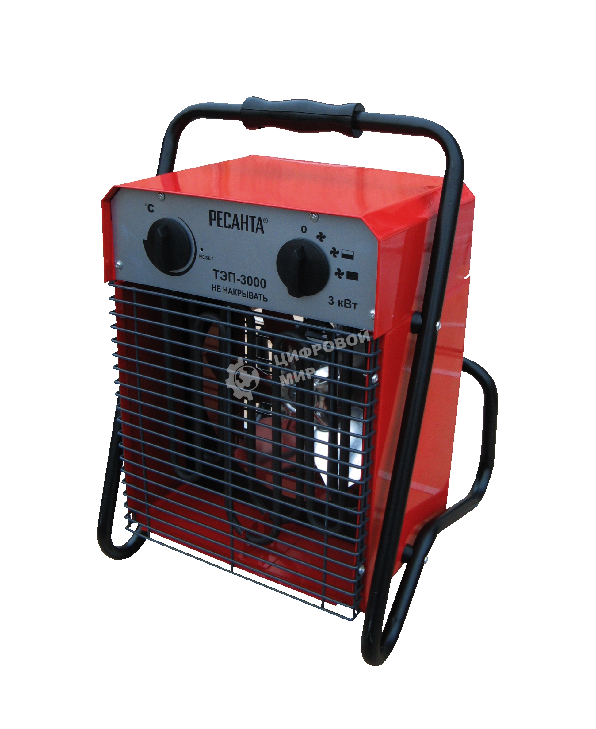 Тепловые пушки Ресанта ТЭП-3000 67/1/2 Тепловая электрическая пушкаквадратная, 220В, вентилятор/1500/3000 Вт, 6,1 кг