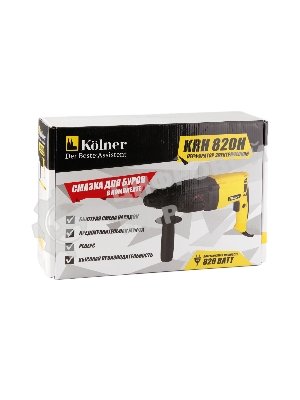 Перфоратор KOLNER KRH 820H (820 Вт, SDS+, 2,5Дж,1150 об/мин, 3 режима, макс.диам.сверл(бетон) 26мм, ПВХ кабель 2м.)