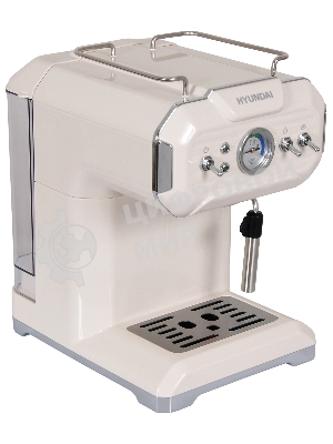 Кофеварка рожковая Hyundai HEM-5300 бежевый/серебристый, исп. кофе - молотый, 1.5 л, 850 Вт, 20 бар