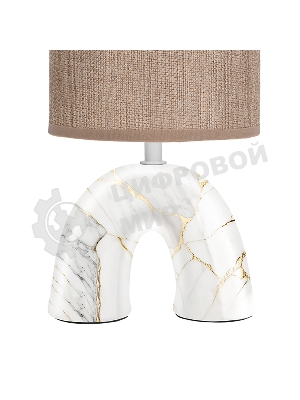 Светильник декоративный настольный Rexant Форте, основание дуга под золотой мрамор, бежевый абажур, цоколь Е27, 60Вт