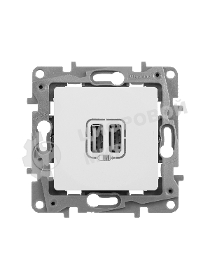 Зарядное устройство с двумя USB-разьемами 240В/5В 2400мА, Etika, белый Зарядное устройство с двумя USB-разьемами 240В/5В 2400мА, Etika, белый