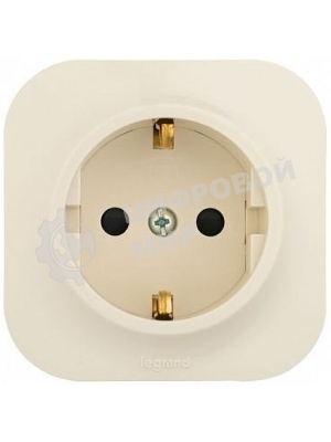 Розетка с заземлением с защитными шторками Legrand 782250 (Слоновая кость)