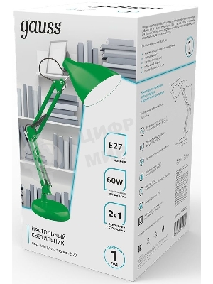 Светильник Gauss GT0033 настольный на струбцине/основание E27 зеленый 60Вт