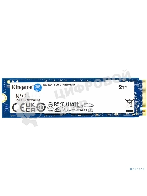 Накопитель SSD Kingston NV3, 2000Gb, M.2 2280, PCIe 4.0 x4, NVMe, R/W 6000/5000