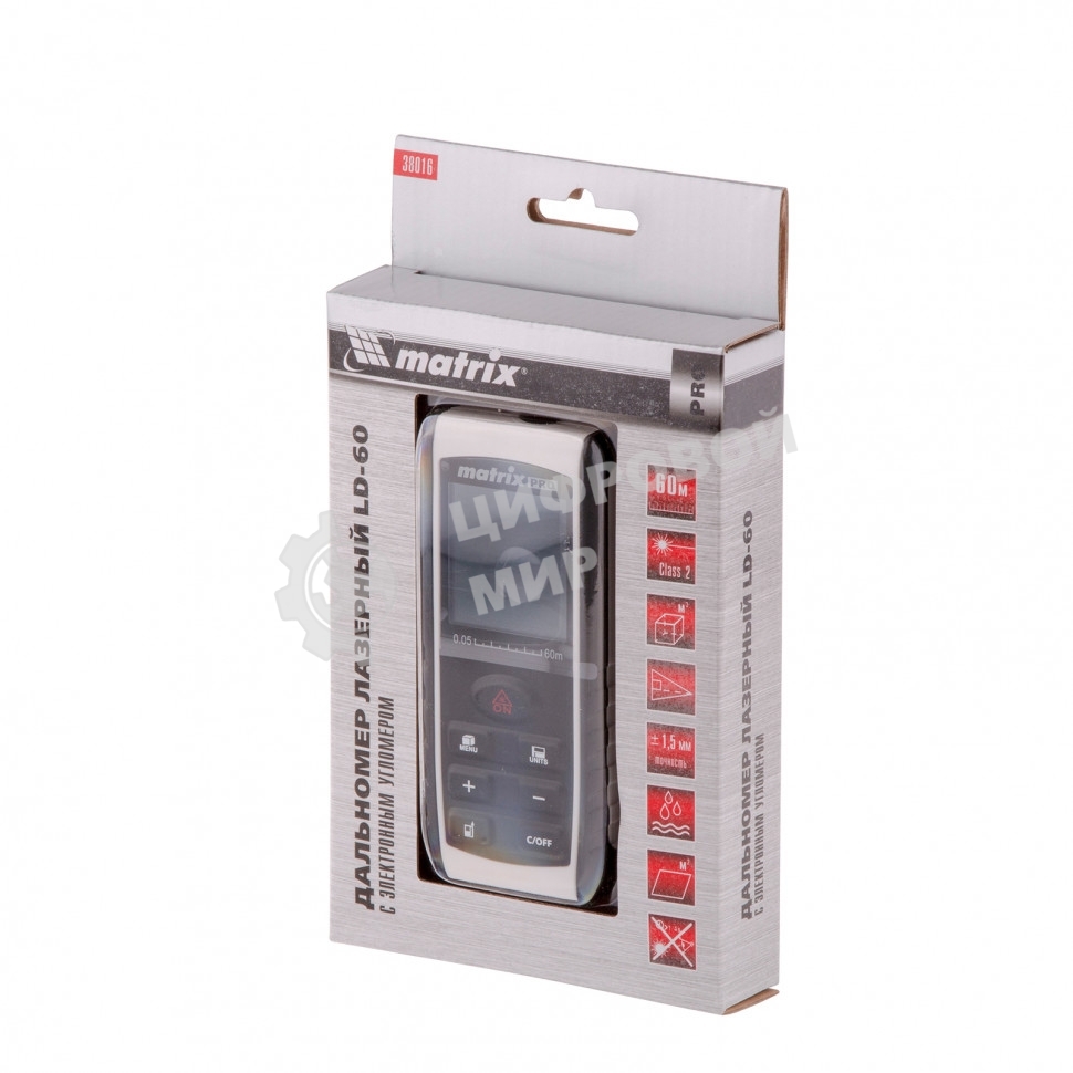 Лазерный дальномер Matrix LD-60, 60м с электронным угломером