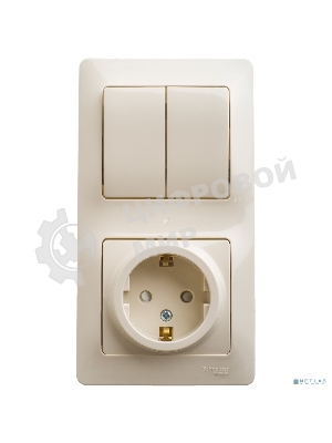 Блок комбинированный GLOSSA розетка защ. шторки с заземл.+ выкл. 2-кл. беж. SchE