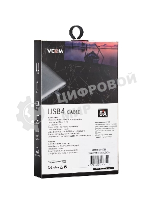 Кабель Thunderbolt4/USB4 Type-C, 5K@60Hz, 40Gbps, PD 100W, 5A, VCOM, 1.2м CU540M-1.2M