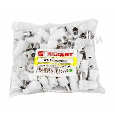 Разъем штекер TV Rexant без пайки белый угловой