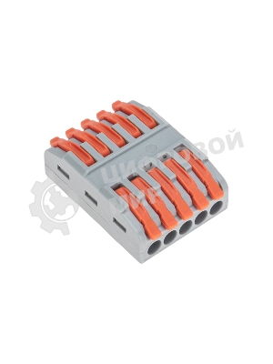 Клемма Rexant СМК 222-425 проходная 5 полюсов (0,08-4 мм²), серый (30 шт/уп)