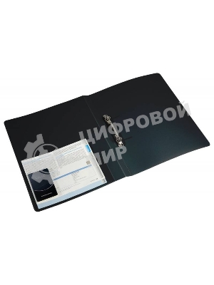 Папка на 2-х кольцах Бюрократ -0812/2RBLCK A4, пластик, 0.8мм корешок 40мм, карман внутренний с вставкой черный