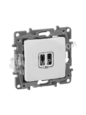 Зарядное устройство с двумя USB-разьемами 240В/5В 2400мА, Etika, белый Зарядное устройство с двумя USB-разьемами 240В/5В 2400мА, Etika, белый