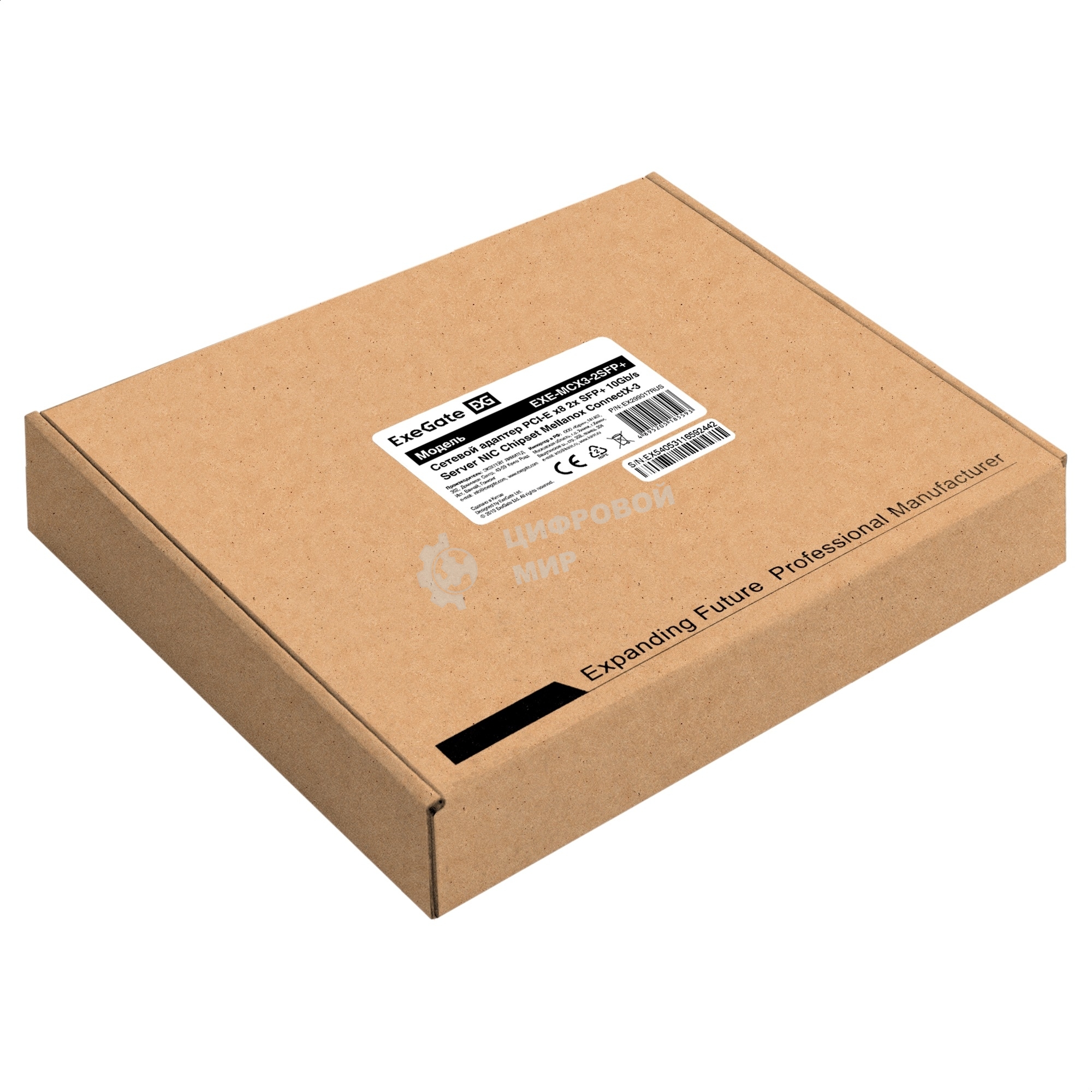 Сетевой адаптер ExeGate EXE-MCX3-2SFP+ (PCI-E x8 v.3, порты 2x SFP+, Dual 10Gb/s, Server NIC Chipset Mellanox ConnectX-3)