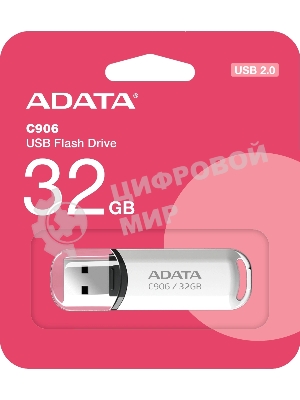 Флешка USB ADATA C906 (AC906-32G-RWH), 32Gb, USB 2.0, R/W 15/5, белый