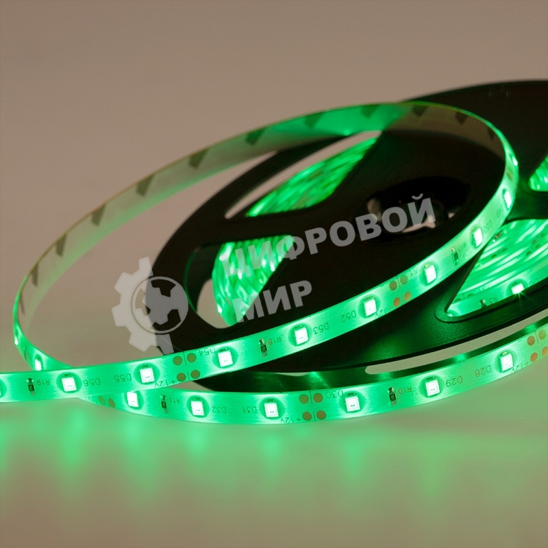 Лента светодиодная силикон, 8 мм, IP65, SMD 2835, 60 LED/m, 12 V, цвет свечения зеленый