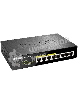 Коммутатор Unmanaged Switch with 8 10/100/1000Base-T ports (4 PoE ports 802.3af/802.3at (30 W), PoE Budget 68).8K Mac address, Auto-sensing, 802.3x Flow Control, Stand-alone, Auto MDI/MDI-X for each port, D-link Green technology, Metal case.Manual + Exter
