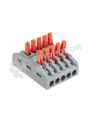 Клемма Rexant СМК 222-425 проходная 5 полюсов (0,08-4 мм²), серый (30 шт/уп)