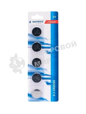 Батарейки литиевые Gembird Gb-CR2025-5B, тип CR2025, 5шт, блистер