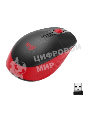 Мышь беспроводная Logitech M190 черный/красный, 1000 dpi, радиоканал, USB, кнопки - 3