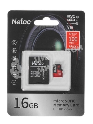 Флеш карта NeTac MicroSD card P500 Extreme Pro 16Gb, retail version w/SD adapter