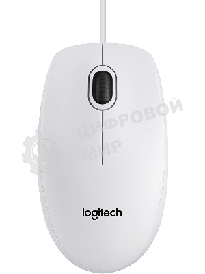 Мышь проводная Logitech B100 белый, 1000 dpi, USB, кнопки - 3