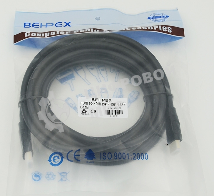 Кабель аудио-видео Behpex HDMI (m)/HDMI (m) 5м. черный ver1.4